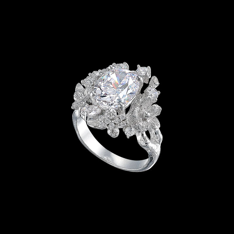 White Posy Diamond Ring