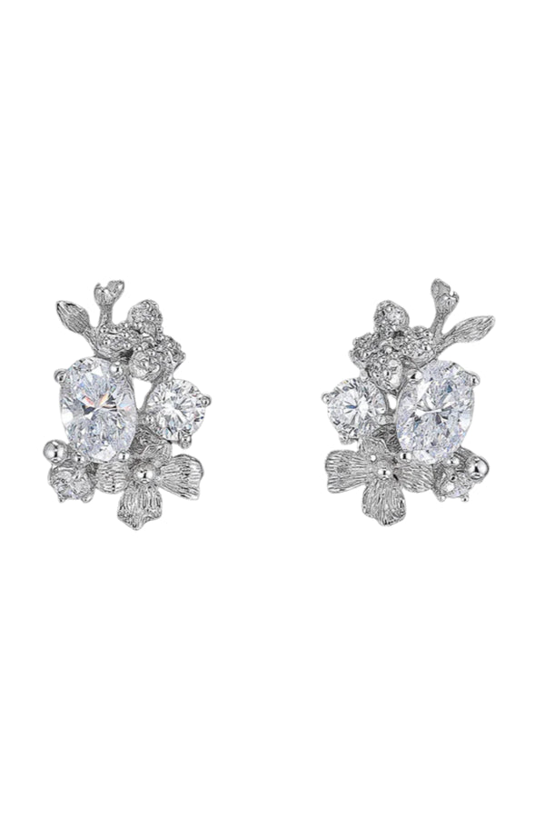 White Posy Diamond Studs