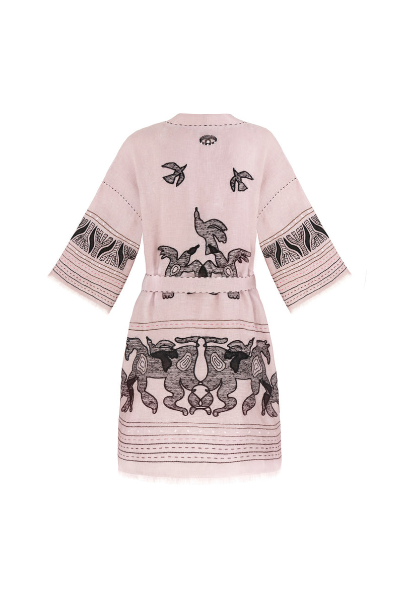 Animal Realm Short Kimono in Powder Pink