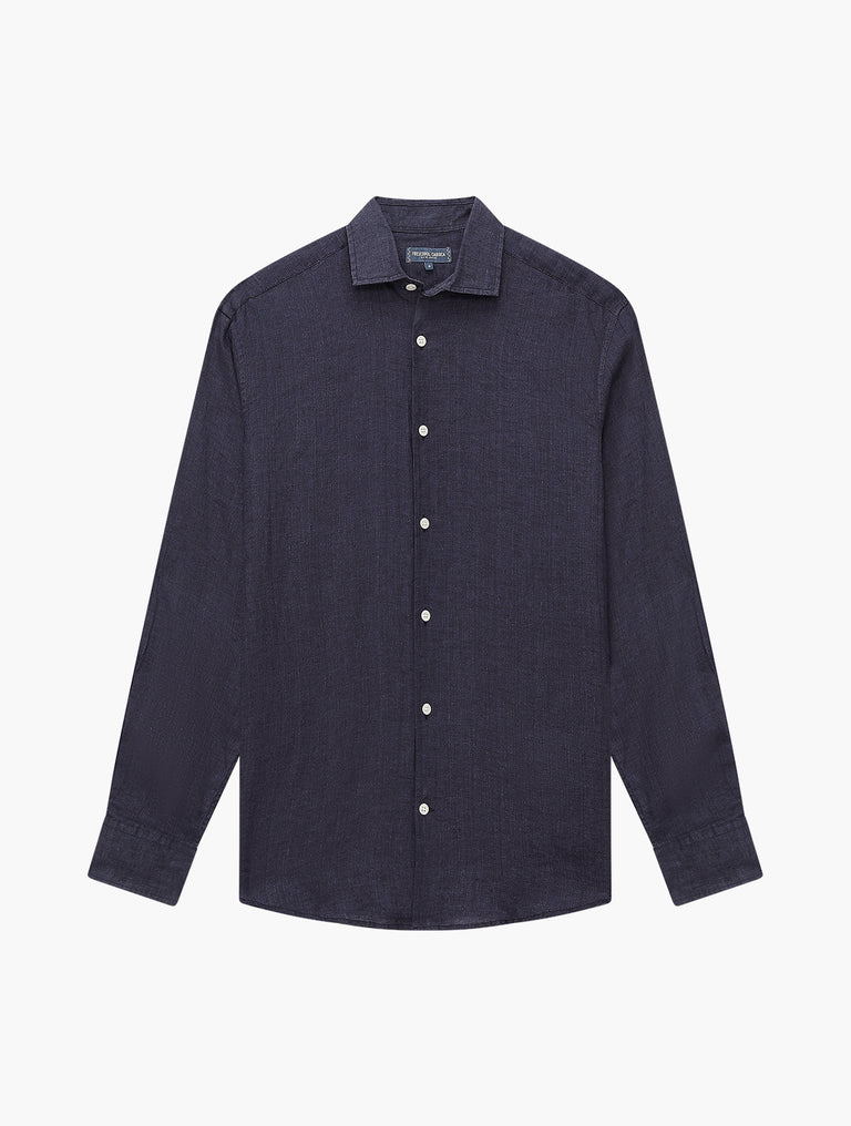 Antonio Linen Shirt LS Midnight Blue