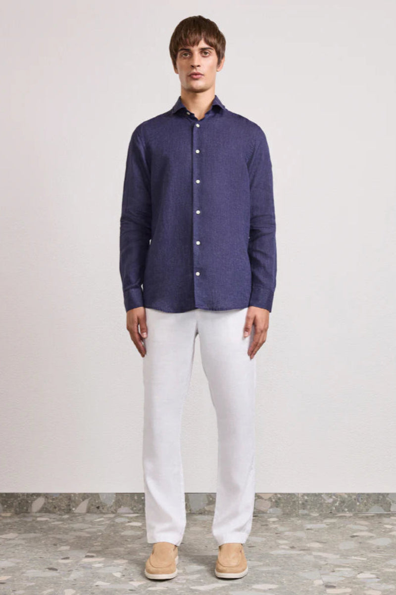 Antonio Linen Shirt LS Midnight Blue