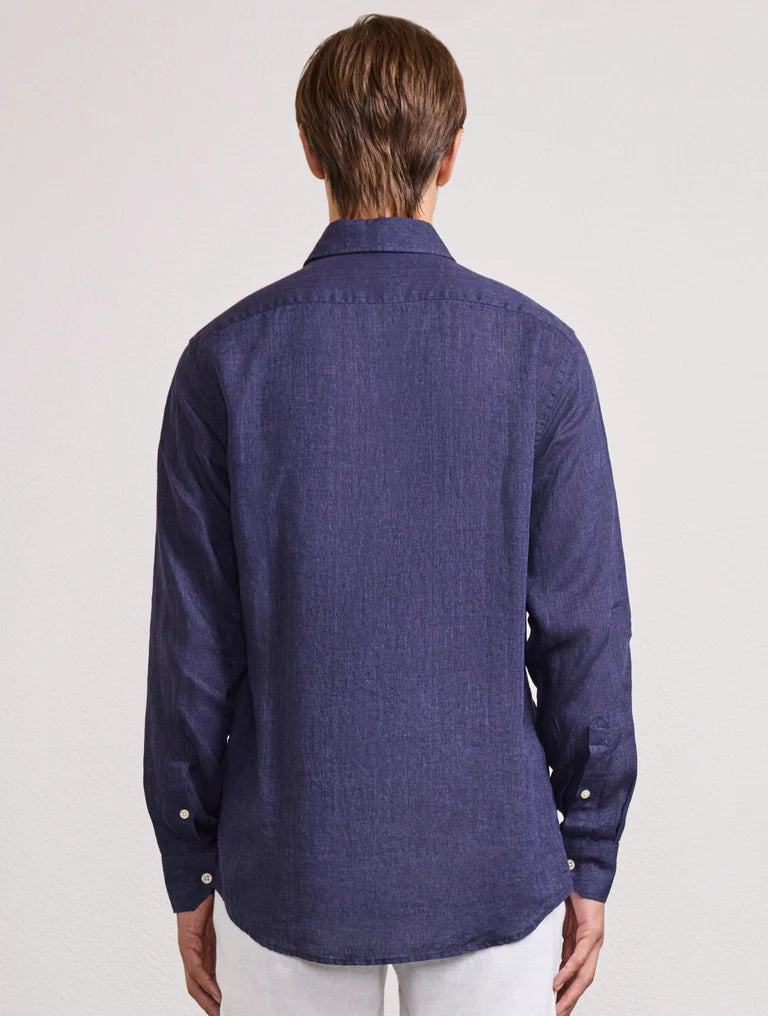Antonio Linen Shirt LS Midnight Blue