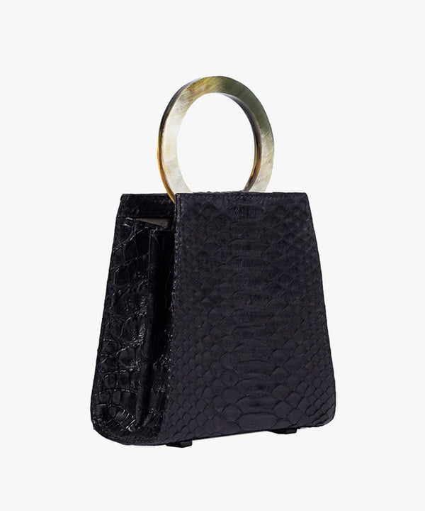 Azza Mini Goat Python Bag Black
