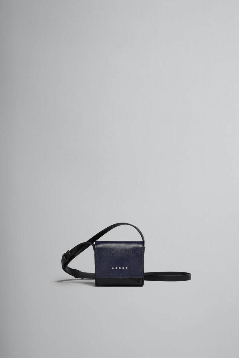 Blue-Black Leather Crossbody Bag