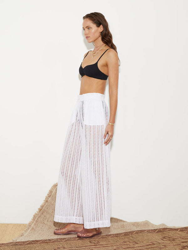 Mati Broderie Pant White