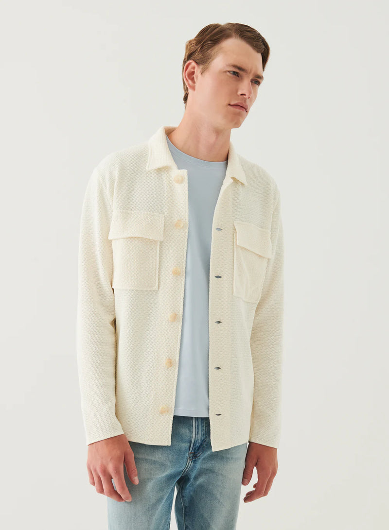 Button Front Patch Pocket Knit Jacket Off White