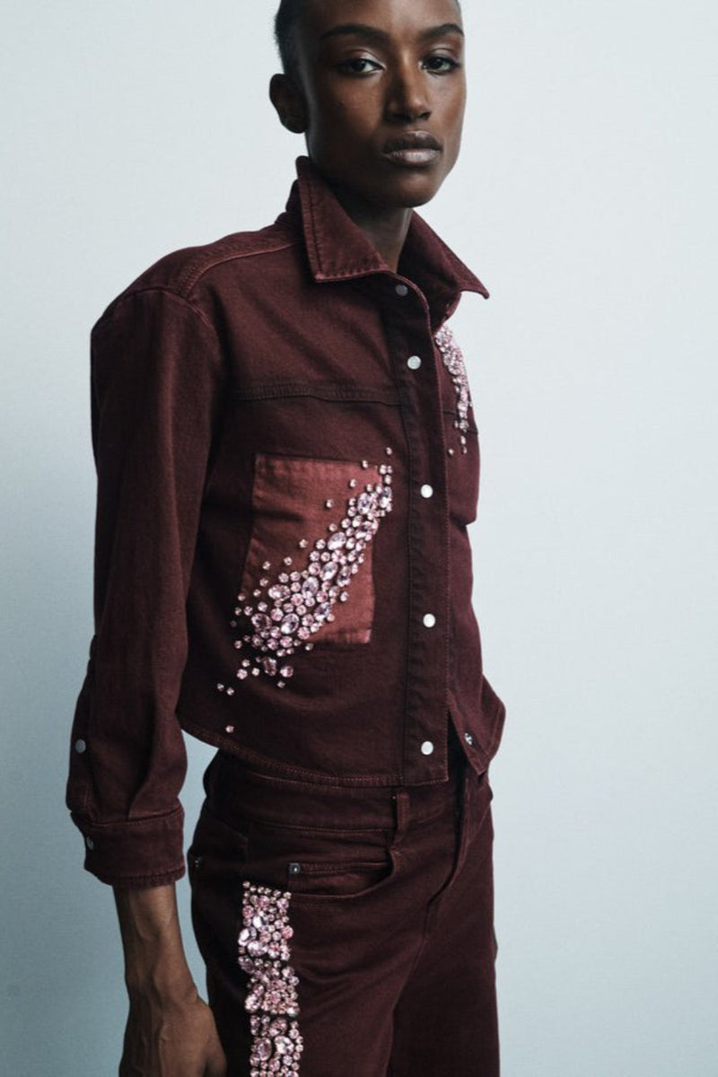 Becky Eggplant Denim Shirt