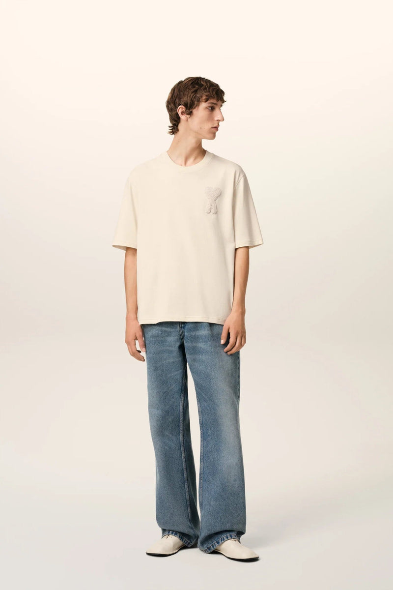 Beige Cotton Ami de Coeur Patch T-Shirt