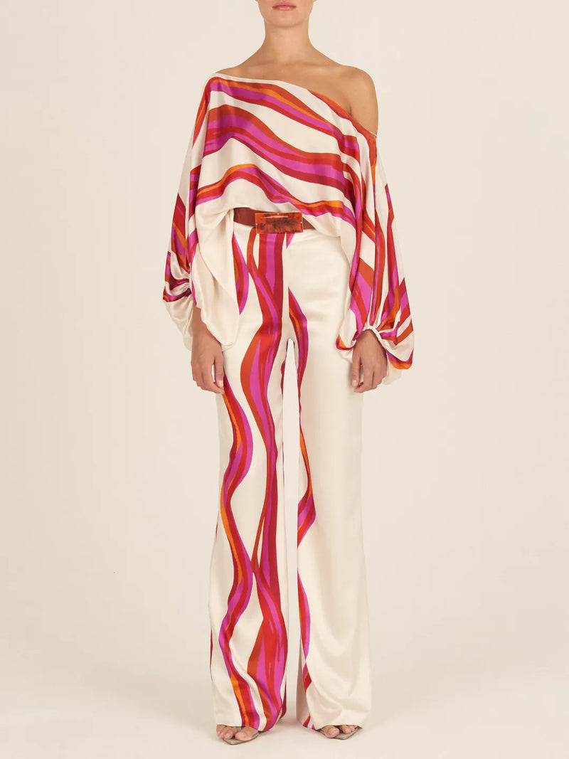 Bellagio Blouse Fuchsia Abstract Waves