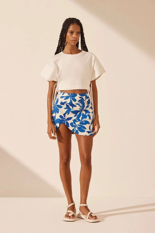 Blue Asymmetrical Micro Mini Skirt