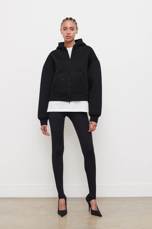 Bonded Zip Hoodie Black