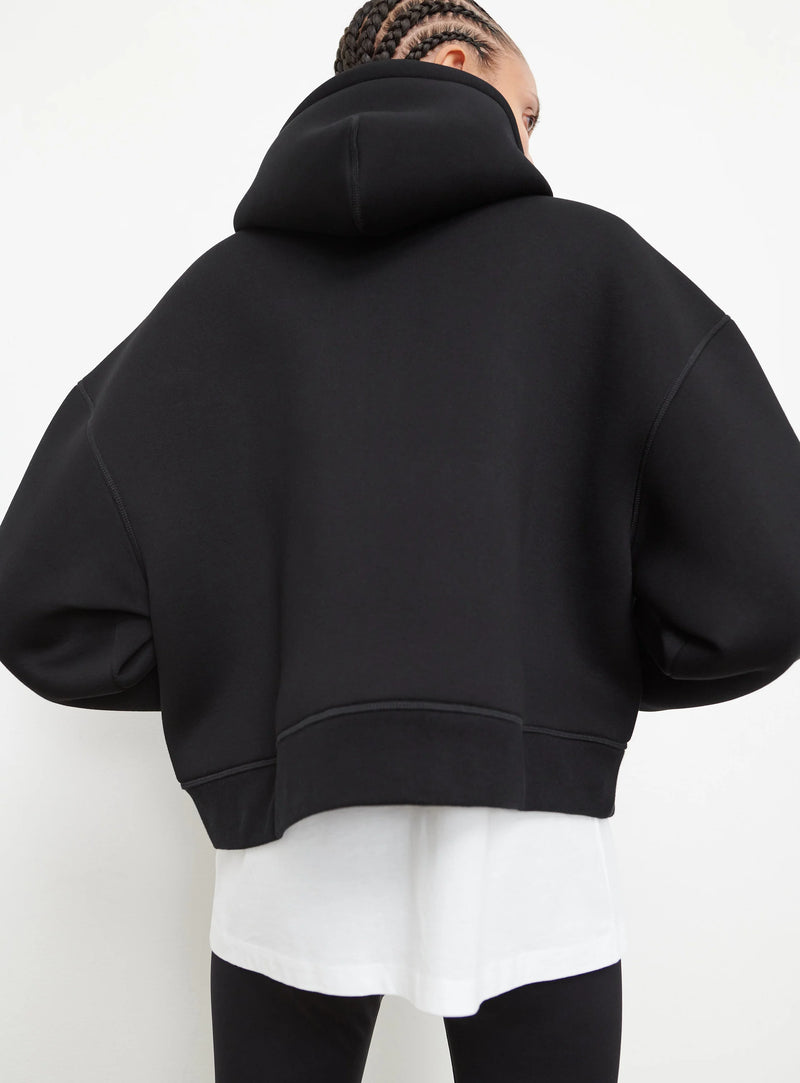 Bonded Zip Hoodie Black