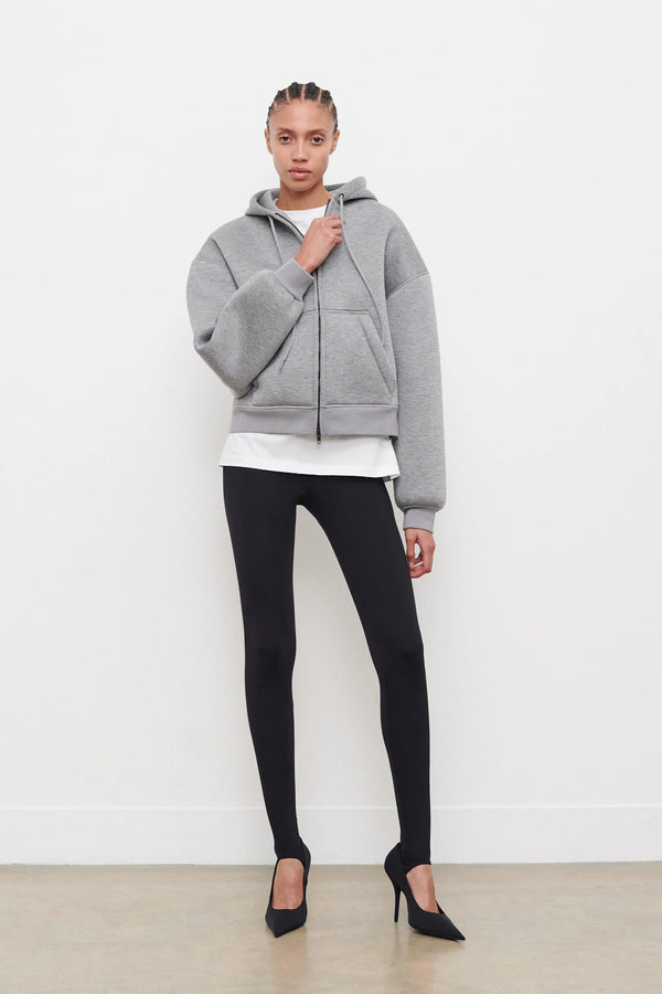 Bonded Zip Hoodie Grey Marl