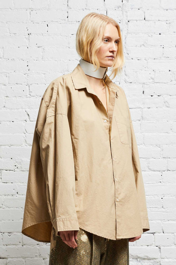 L-S Boxy Button-Up Shirt Khaki