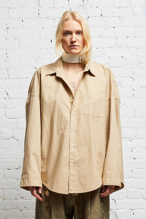 L-S Boxy Button-Up Shirt Khaki