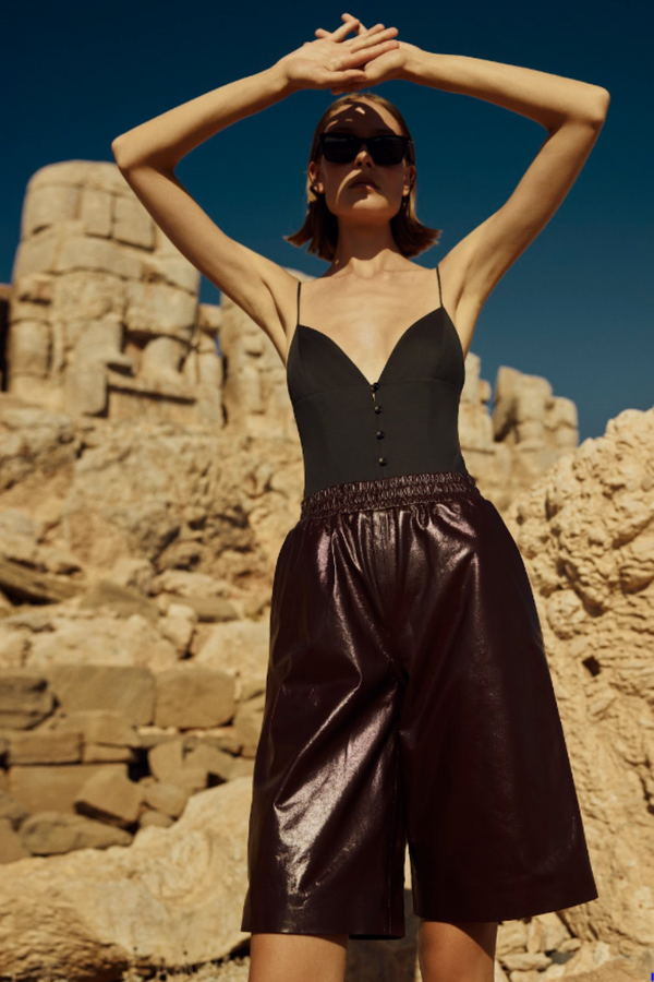 Boxy Leather Shorts