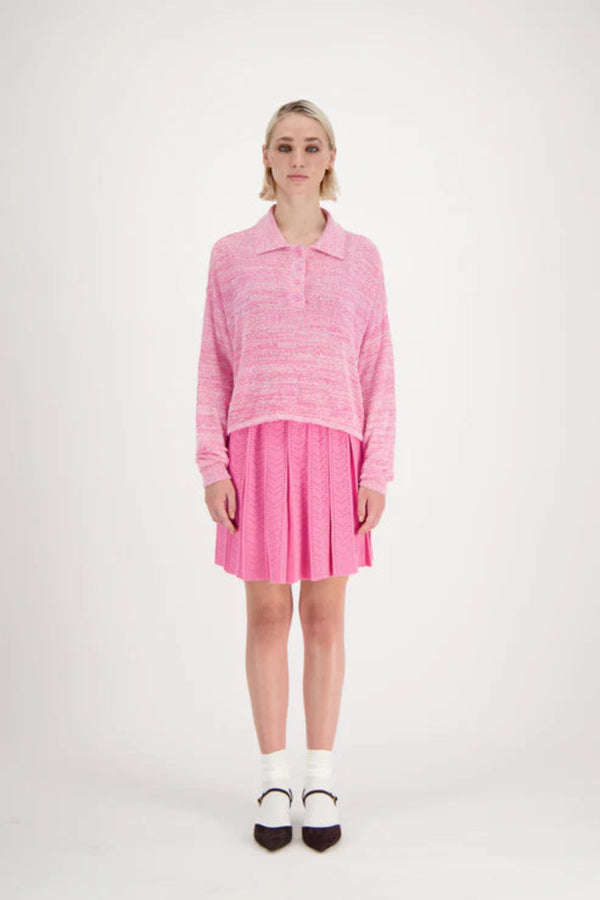 Camilla Cropped Polo Shirt Pink