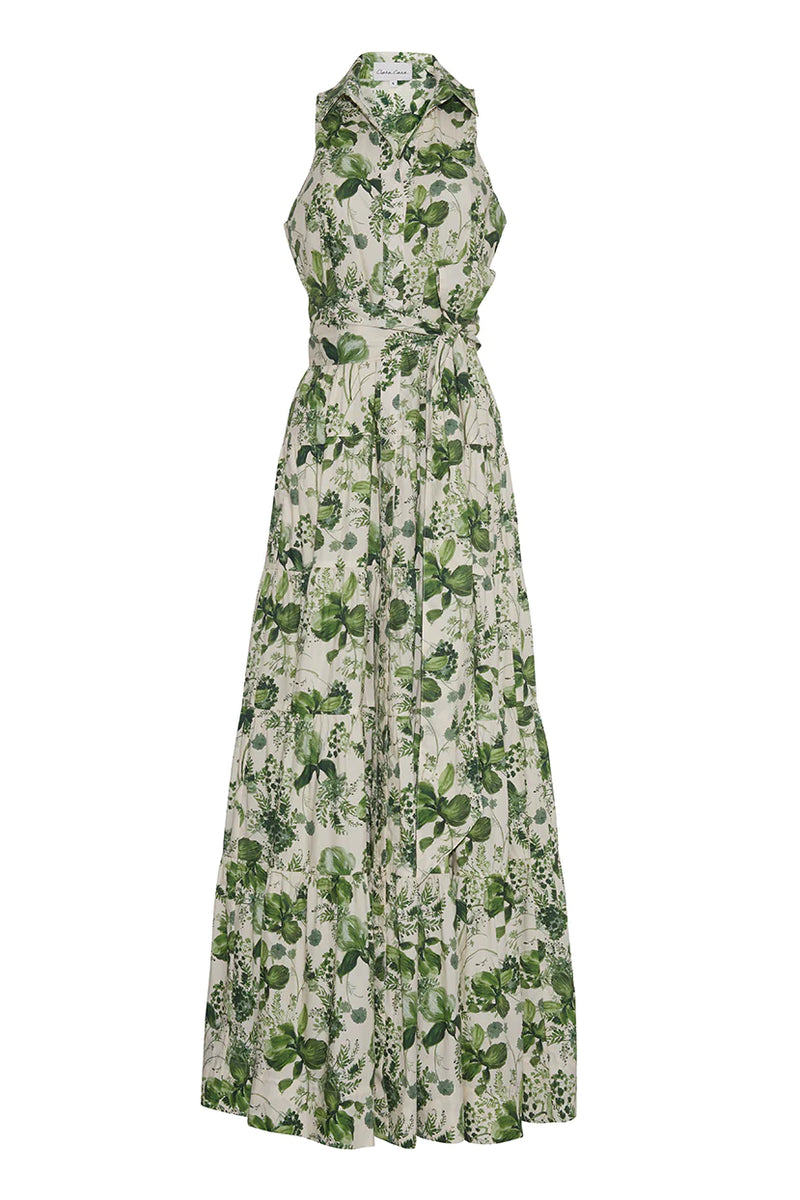 Adriana Dress Olive Hanging Orchids