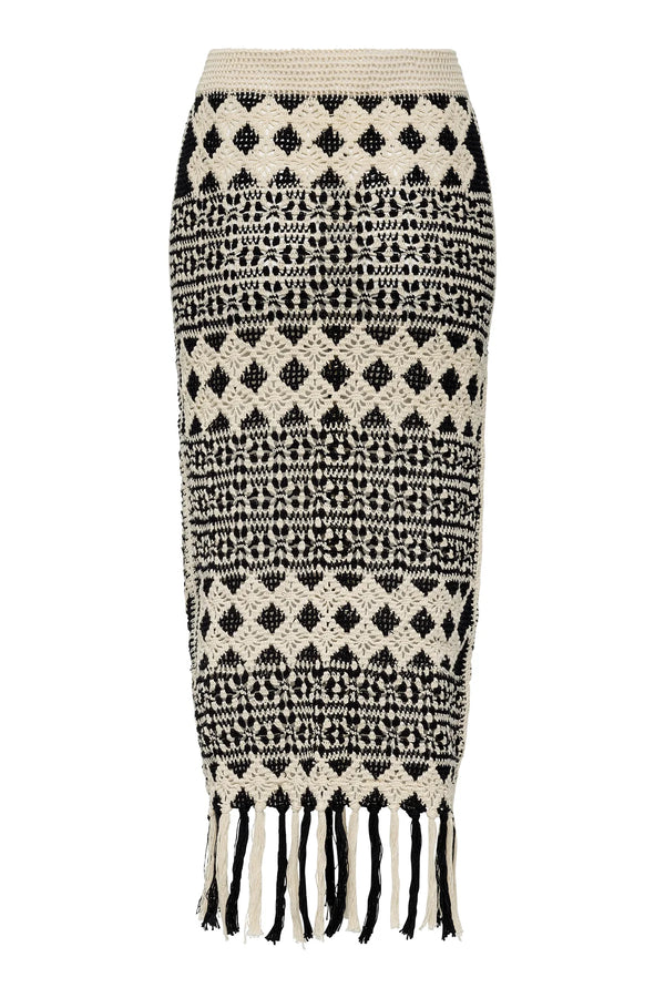 Crochet Skirt Black Cream