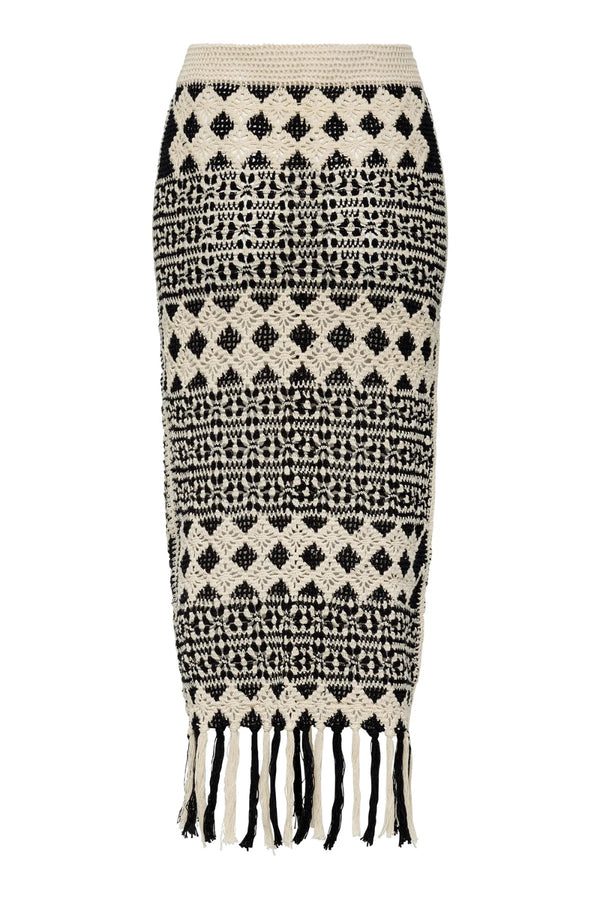 Crochet Skirt Black Cream