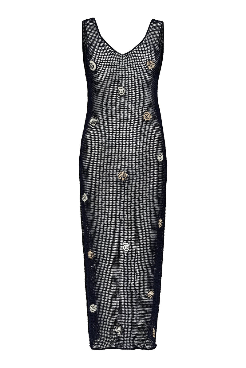 Mira Crochet Dress Navy