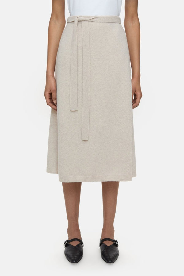 Merino Wool Wrap Skirt Pearl Beige