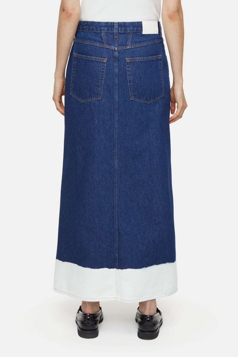 Long X-Pocket Denim Skirt Mid Blue