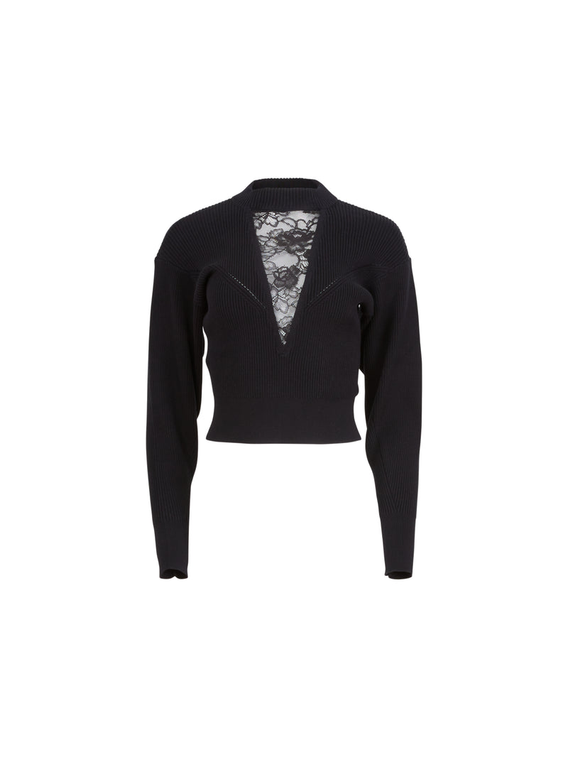 Juliet Lace Knit Sweater Black