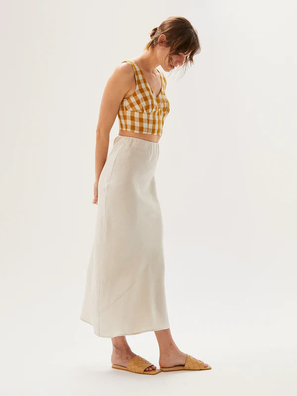 Bruna Top Gingham-Gold