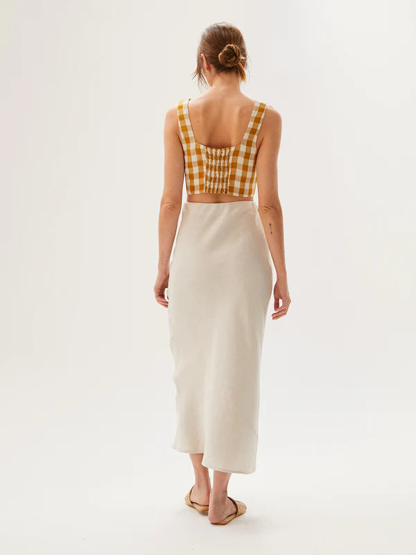 Bruna Top Gingham-Gold