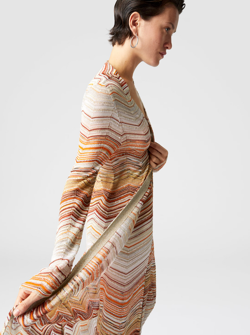 Long Cardigan Brown Multi