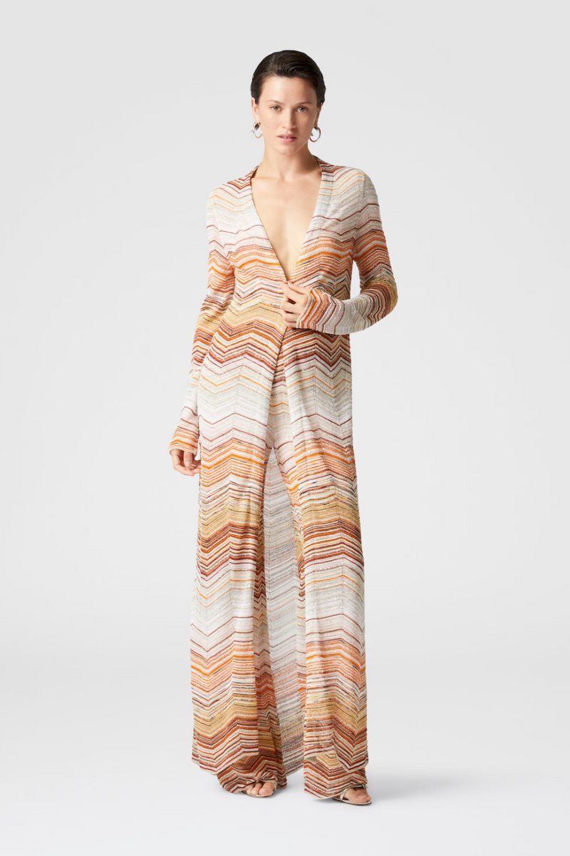 Long Cardigan Brown Multi