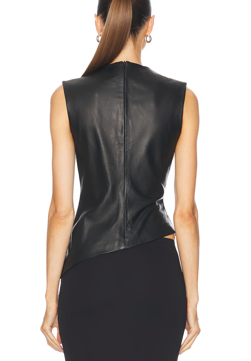 Leather Ruched Top
