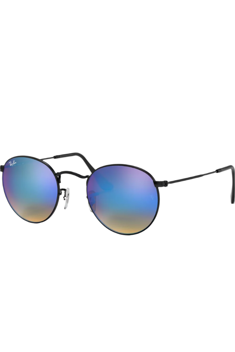 Round Metal Black with Brown Gradient Mirror Blue