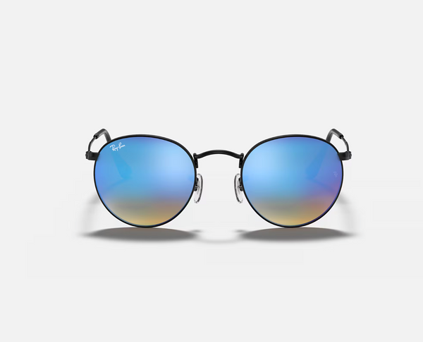 Round Metal Black with Brown Gradient Mirror Blue