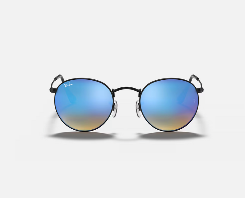 Round Metal Black with Brown Gradient Mirror Blue
