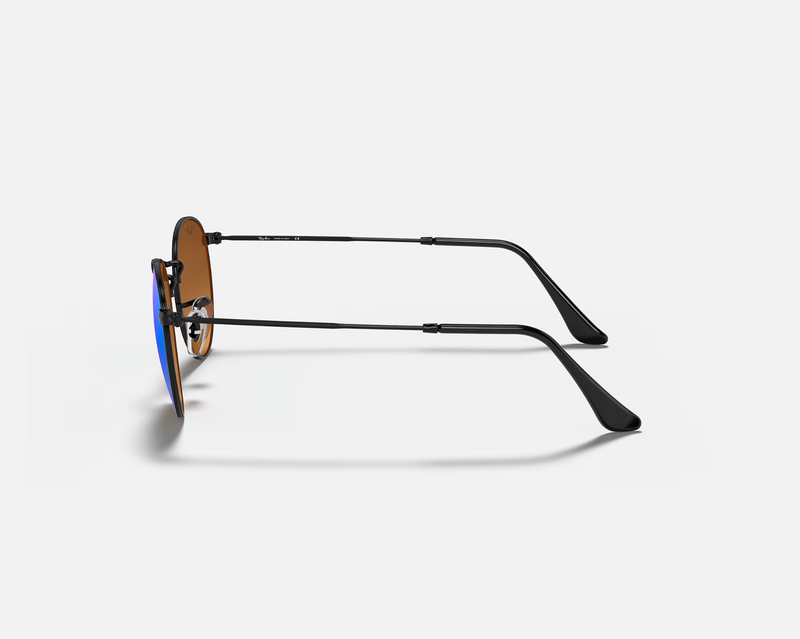 Round Metal Black with Brown Gradient Mirror Blue