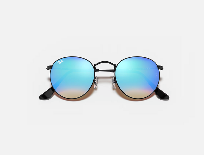 Round Metal Black with Brown Gradient Mirror Blue