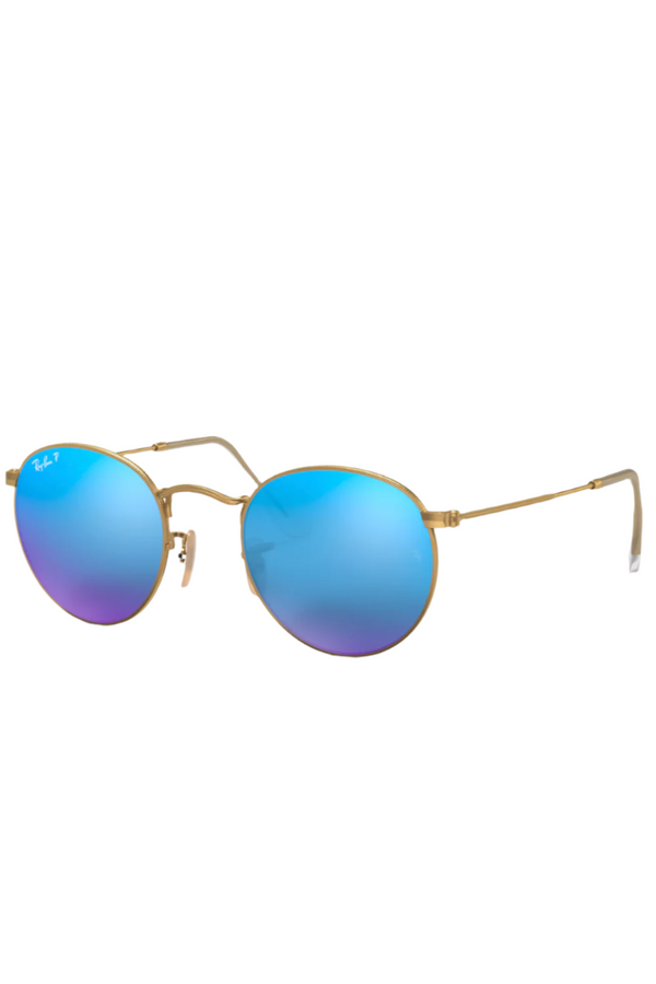 Round Metal Matte Arista Blue Mirror