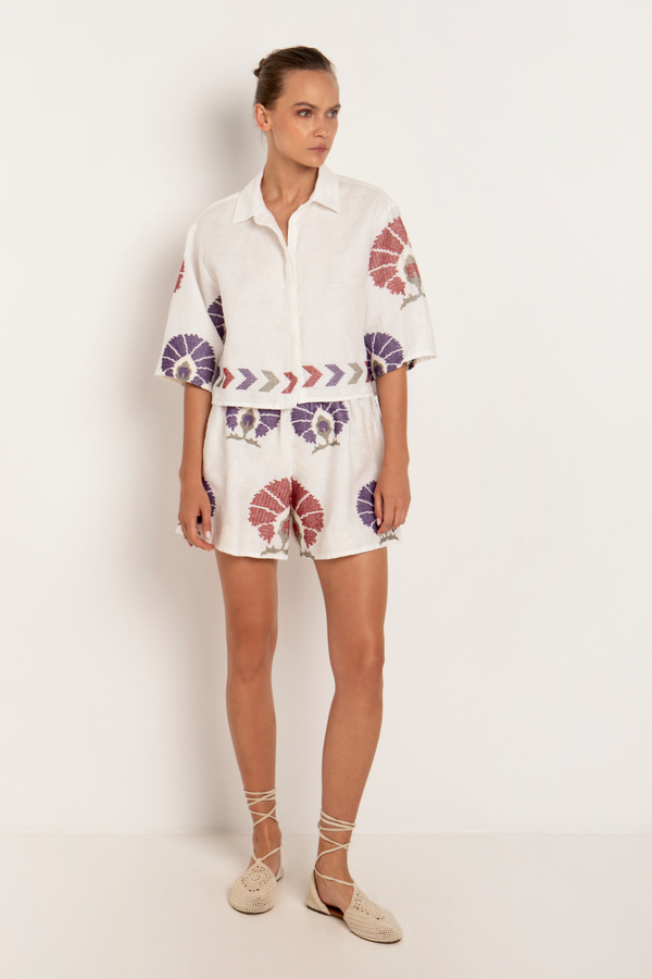 Mini Peacock SS Shirt White-Purple