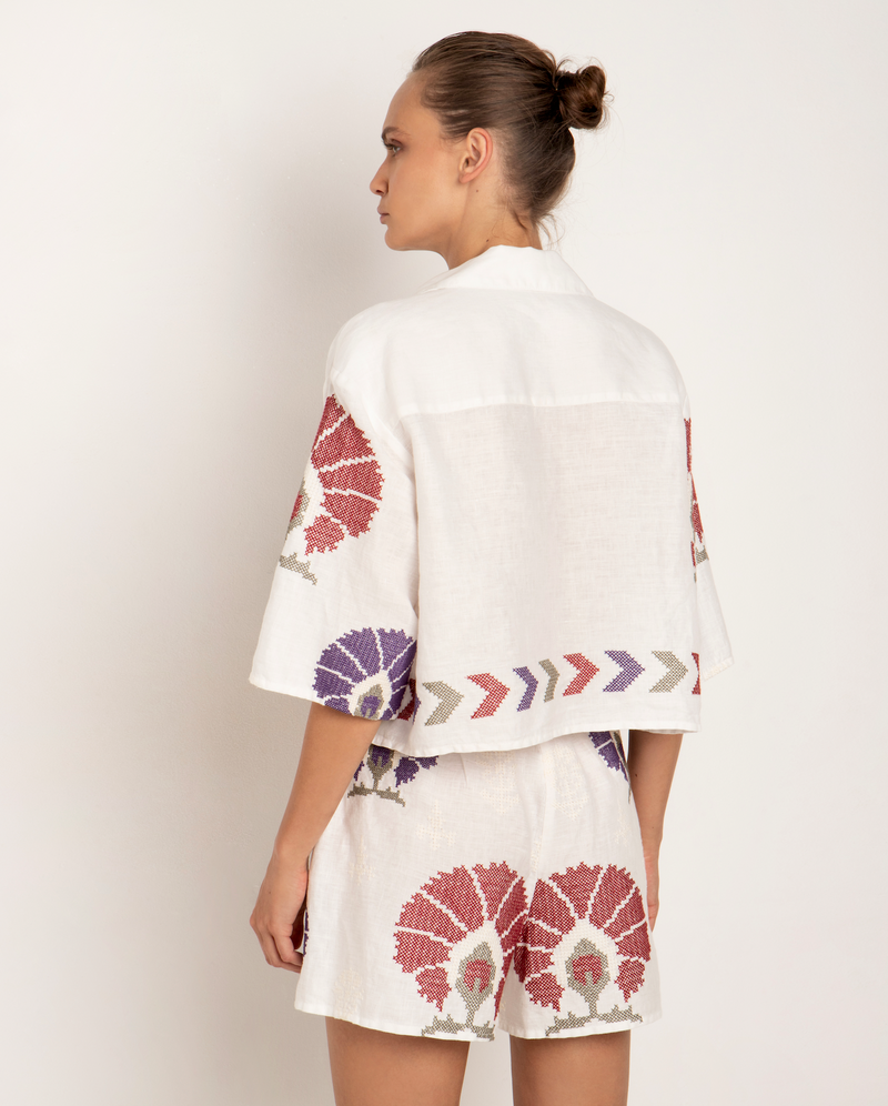 Mini Peacock SS Shirt White-Purple