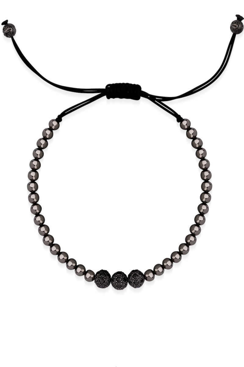 Black Diamond Bead Cord Bracelet