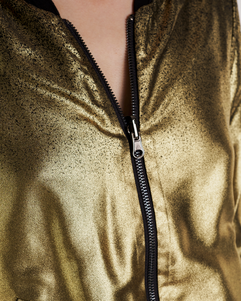 Reversible Silk Bomber Jacket Black Gold Ombre