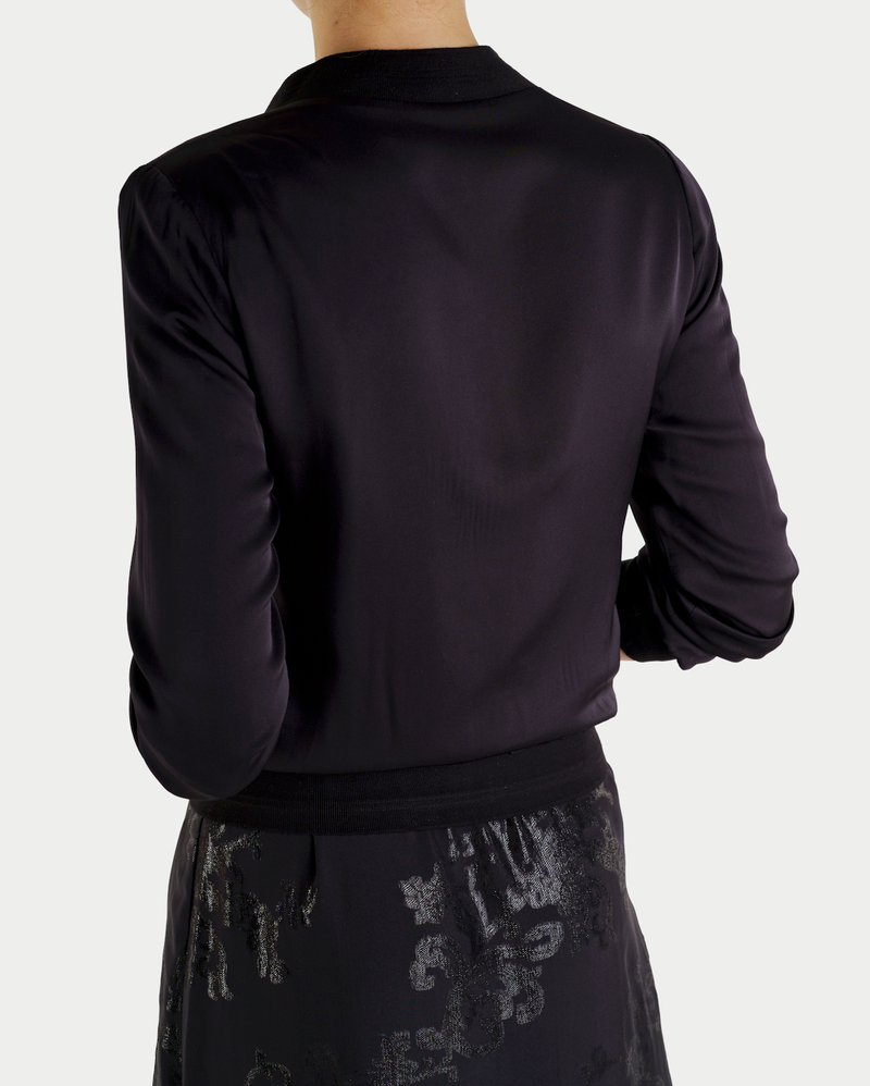 Reversible Silk Bomber Jacket Black Gold Ombre