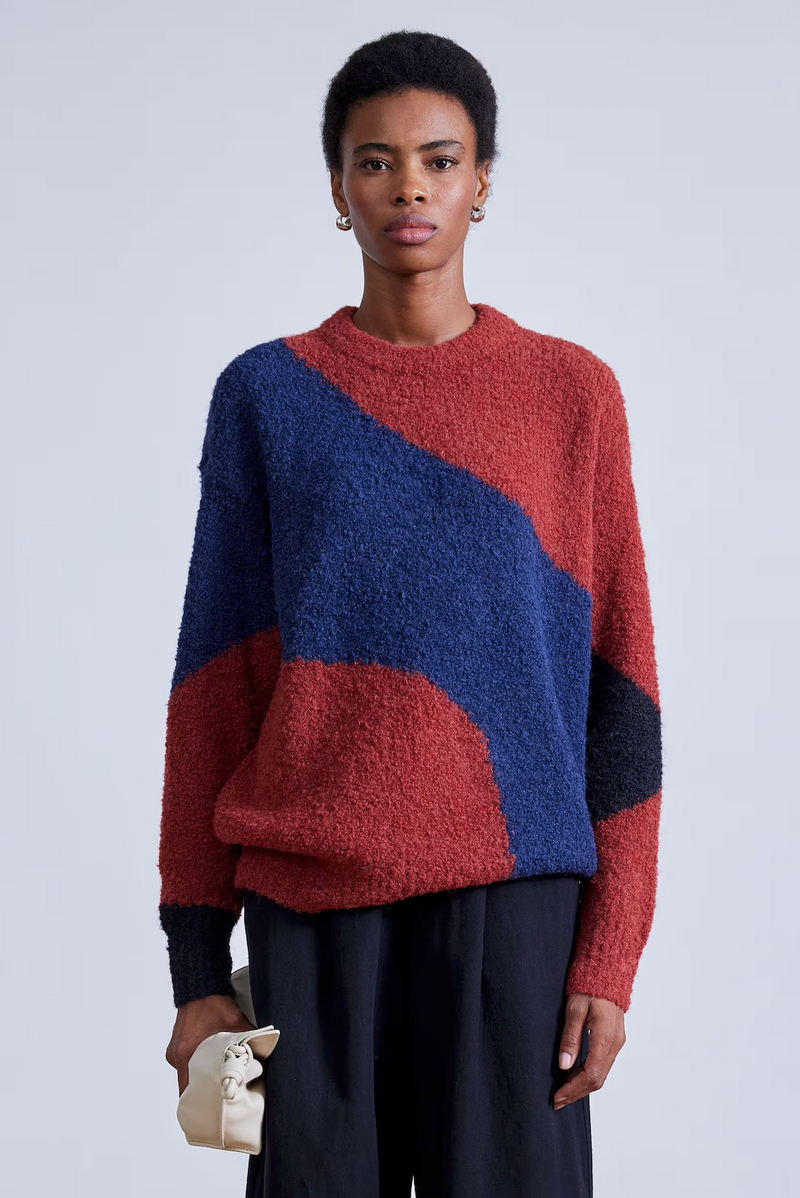 Elle Textured Crew Fig-Midnight
