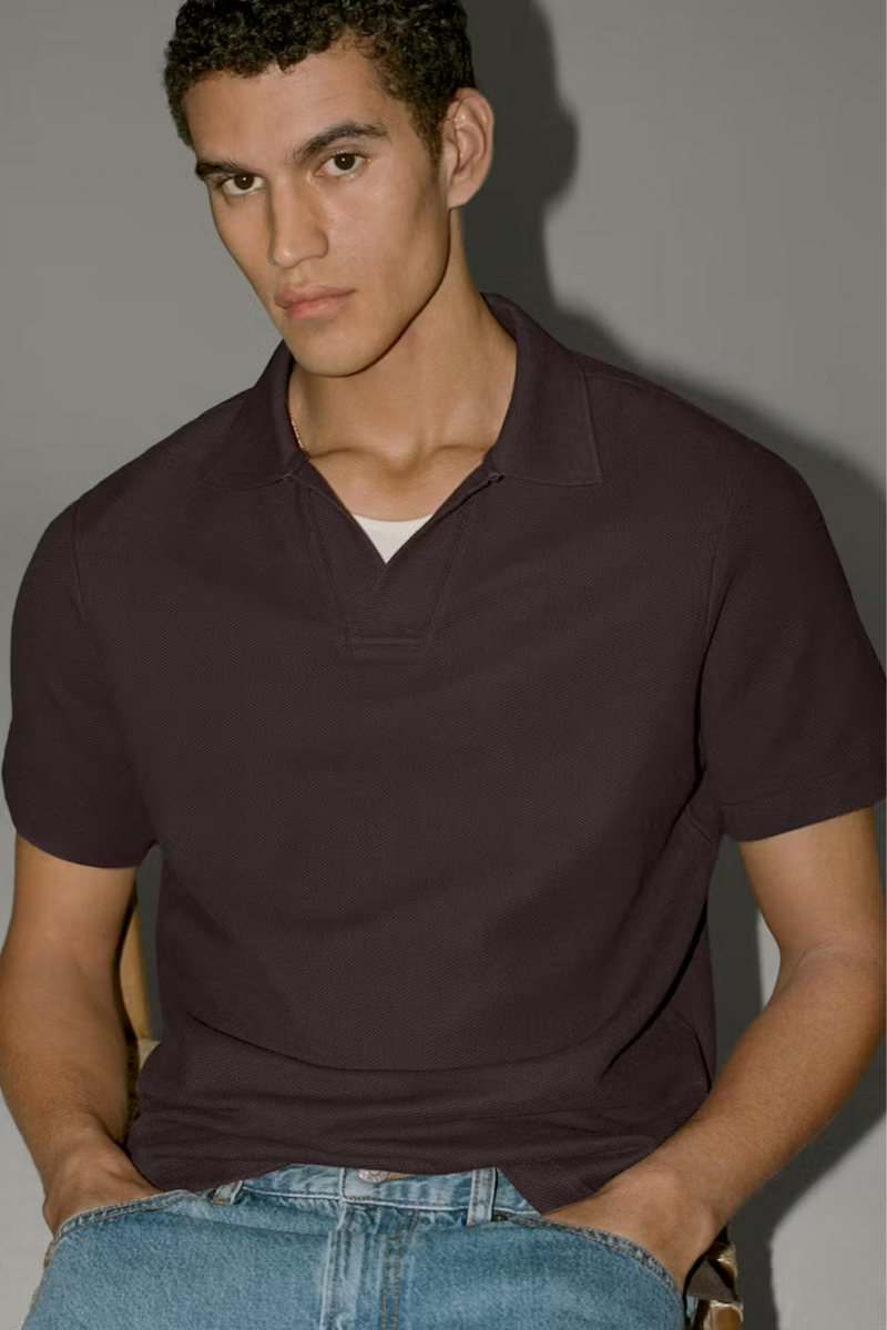 Jacquard Polo Brown