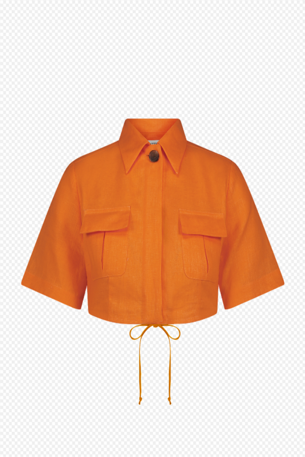 Cargo Button Up Crop Top Orange