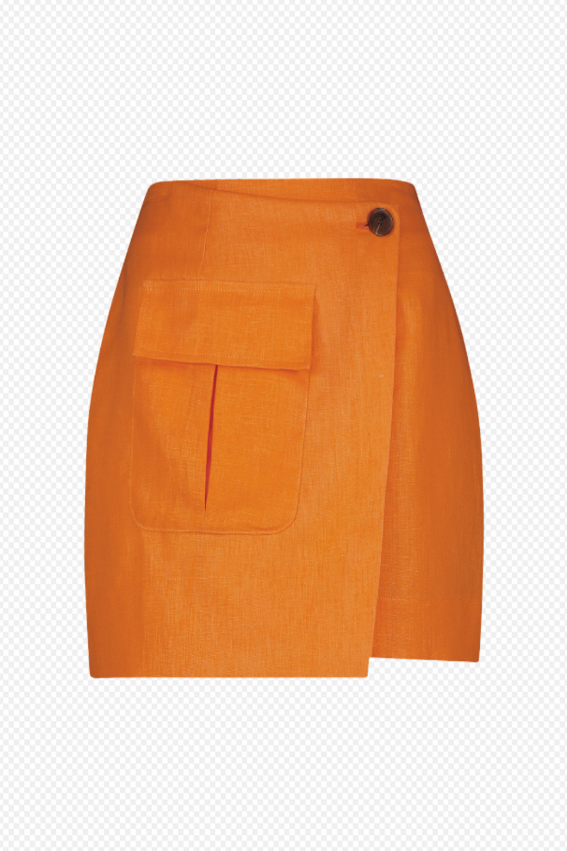 Cargo Wrap Mini Skirt Orange