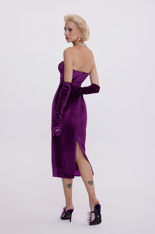Carmen Dress Velvet Purple
