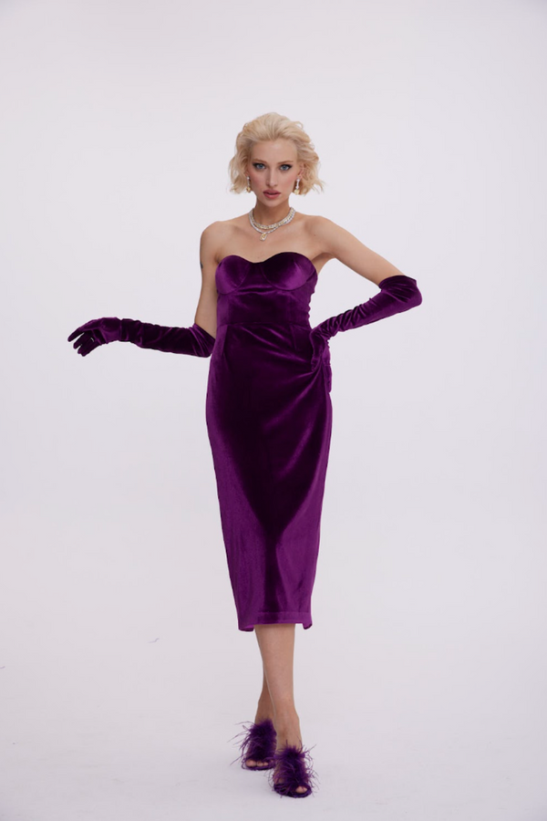 Carmen Dress Velvet Purple